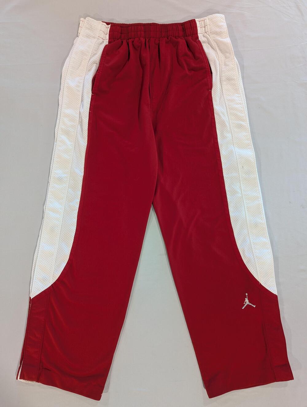 Jordan Track Pants Mens L Red White Side Stripe Elastic Waist Pockets Athletic